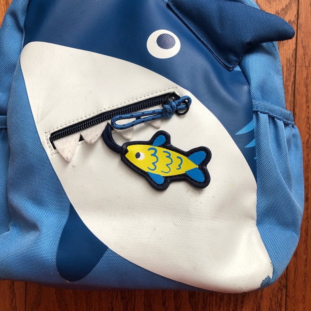 Shark Aplique Blue White Casual Camp School Small Kid's Backpack - Picture 2 of 7